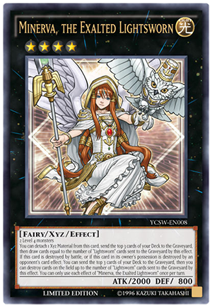 Ultra Rare version of the prize card: Minerva, the Exalted Lightsworn