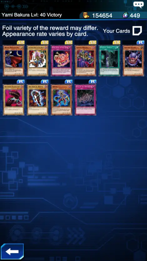 cards you can win for defeating Bakura either in the Duel Gate or Duel World
