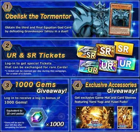 To celebrate Yu-Gi-Oh! Duel Links' second anniversary, Konami is giving out a free Obelisk the Tormentor card, as well as other free items.